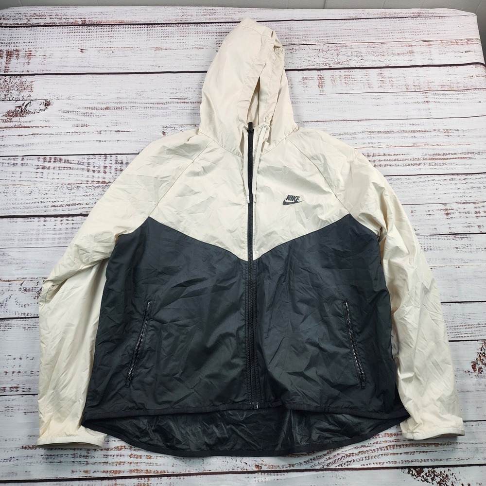 Nike Sportswear Windrunner Windbreaker Jacket Women's XL White Black Hooded